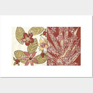 Abstract Flowers and Leaves Mixed Media Posters and Art